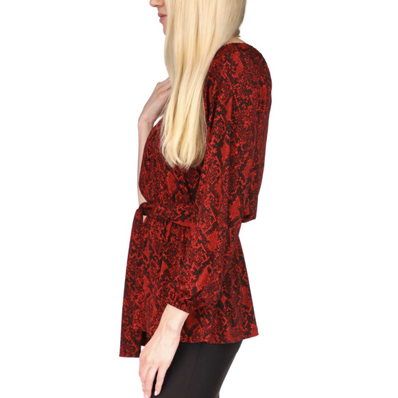 Michael Kors NWT One Shoulder Python Print Top Red and Black Medium - Picture 4 of 13